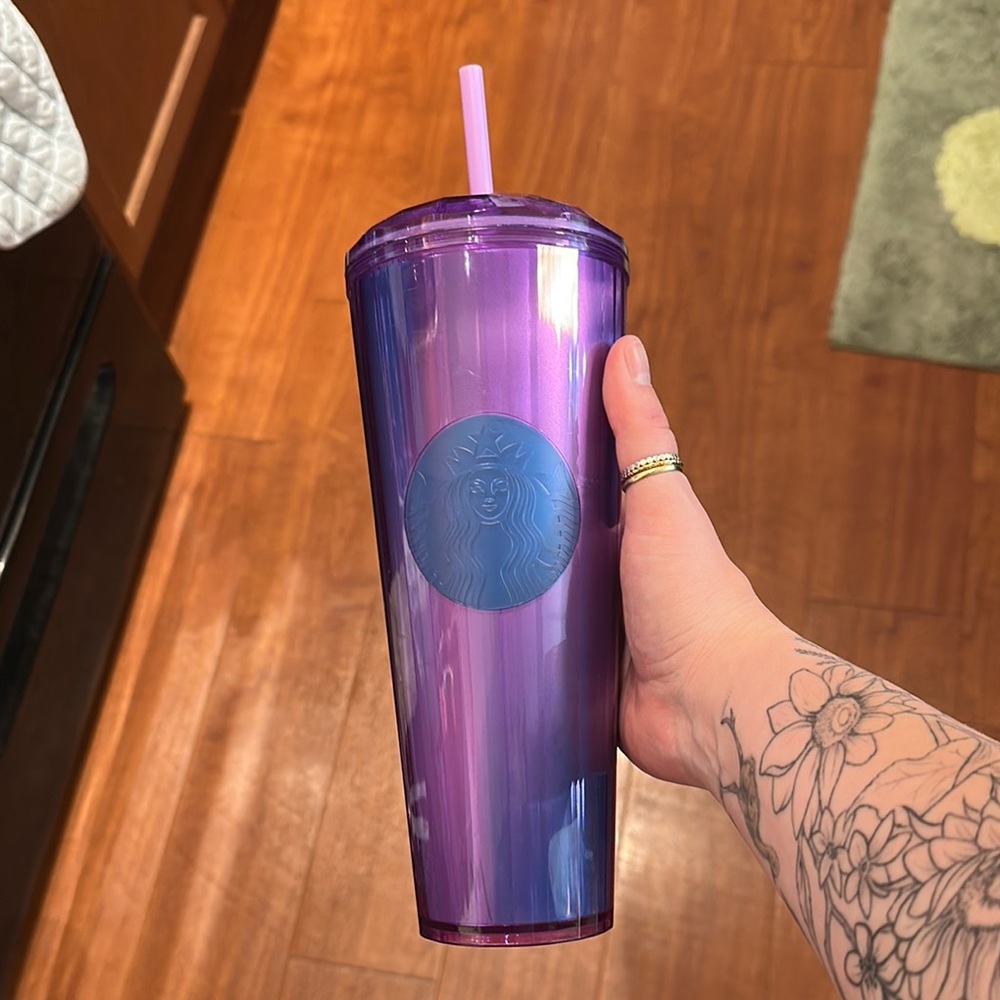 Starbucks Iridescent Purple Tumbler with Straw